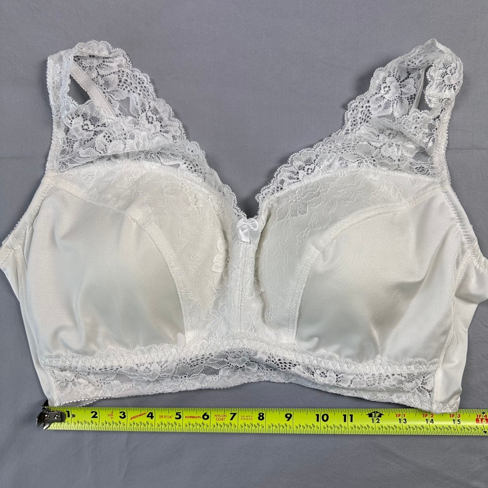 Rhonda Shear Lace Bra 3X White Comfort Support Wireless Stretch Everyday HSN - Picture 7 of 8